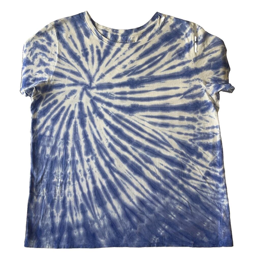 Lucky Brand Men Shirt XL Blue White Tie Dye Short Sleeve Crew Neck